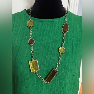Green Flutter Sleeve Dress L ~ Banana Republic Necklace